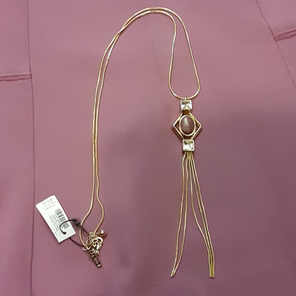 Nwt whbm purple gem long gold chain necklace